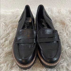 JELLYPOP Paris Size 8.5 Chunky Black Suede Platform Loafers Lug Sole Slip On